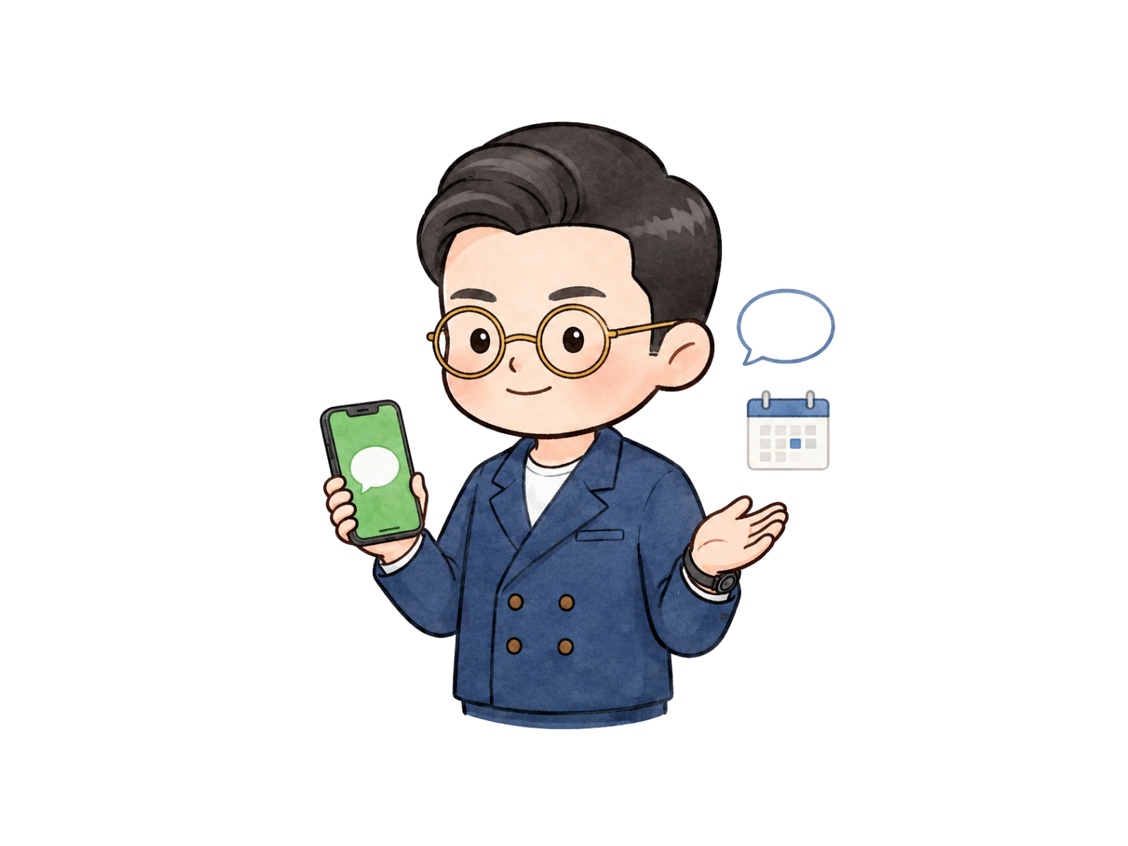 LINEで相談内容を送る場面を表したイラスト