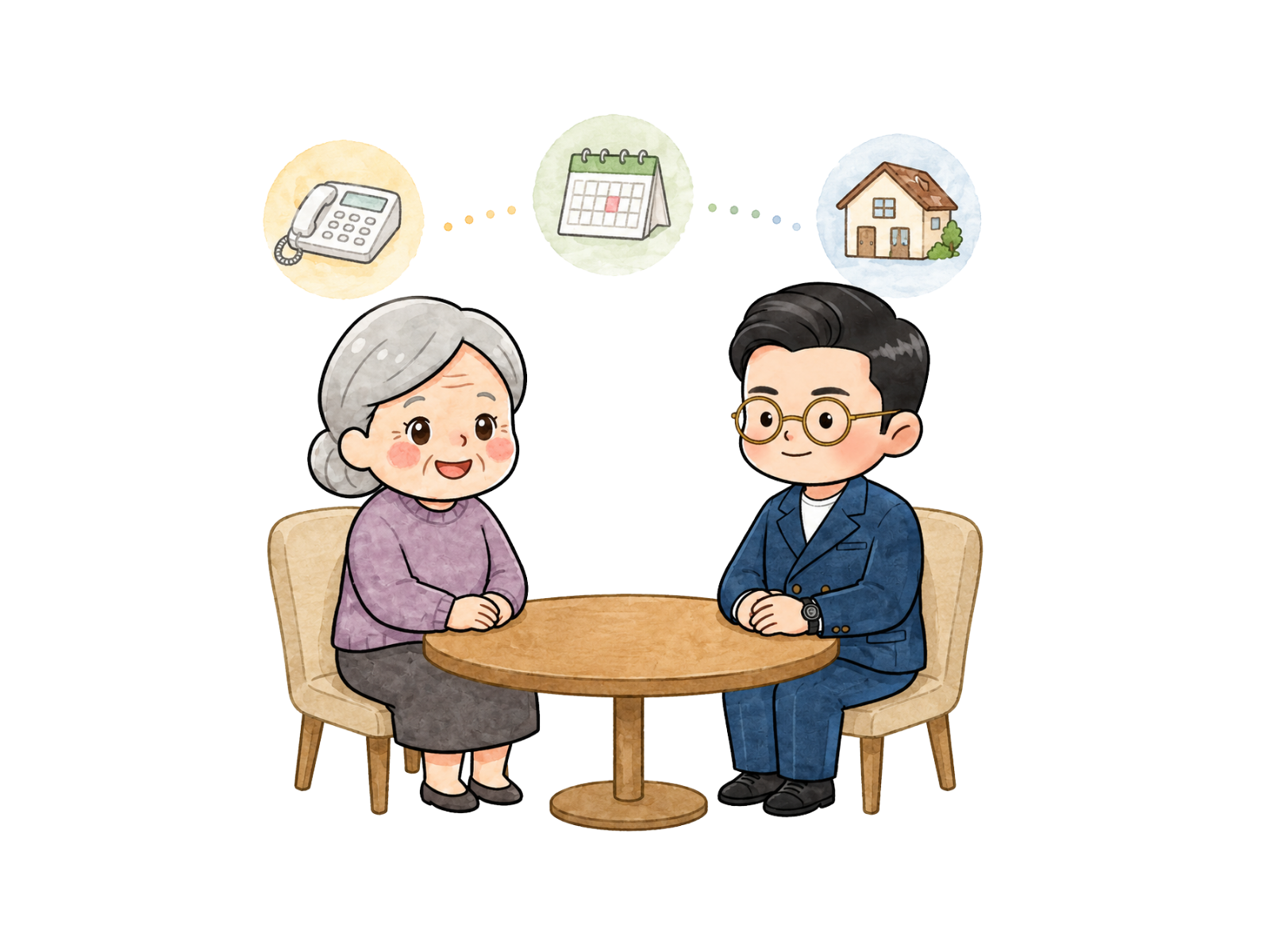 見守り契約について案内するまりも先生