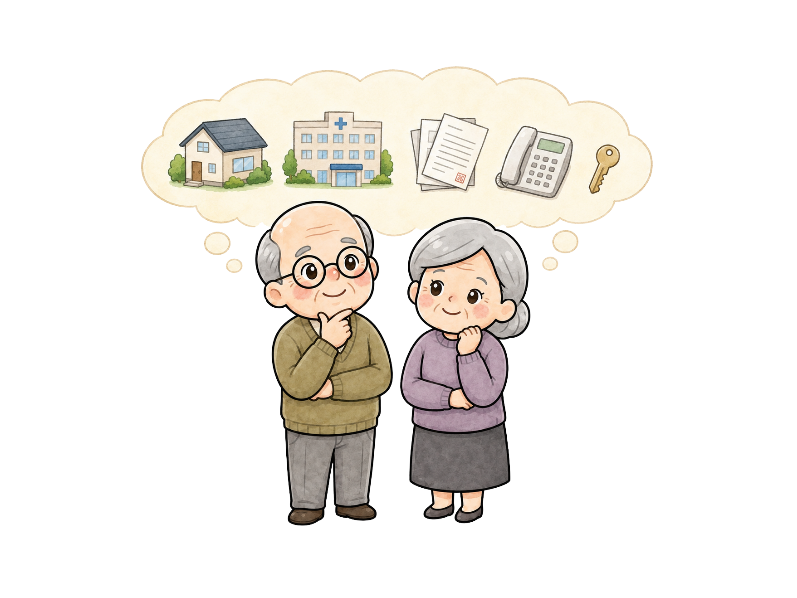 死後の手続きや将来の備えについて考える高齢の夫婦